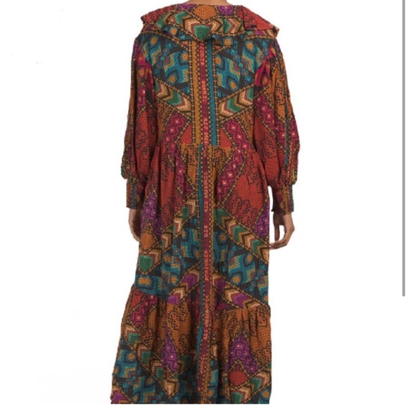 Farm Rio Yawanawa Stripes Ankle Maxi Bohemian Dress Size Large L - Picture 3 of 14